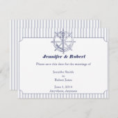 Nautisch Anker op Grijze Streep Sla de Datum Kaart (Voorkant / Achterkant)