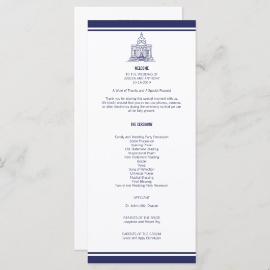 Nautisch anker op het huwelijksprogramma van de ma menu (Voorkant / Achterkant)