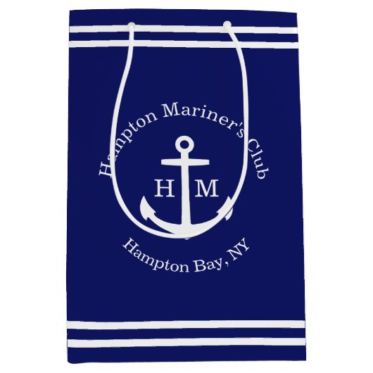 Nautisch anker op maat (blauw) medium cadeauzakje (Voorkant)