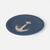 Nautisch anker op marineblauw papieren bordje (Gekanteld)