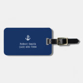 Nautisch anker op Navy Blue Bagagelabel (Voorkant horizontaal)