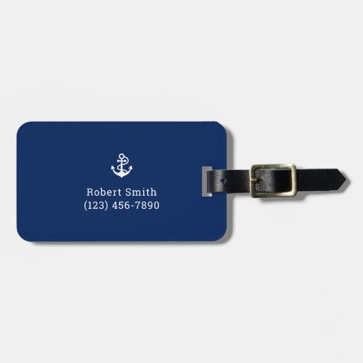 Nautisch anker op Navy Blue Bagagelabel (Voorkant horizontaal)