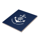 Nautisch anker op Navy Blue Ceramic Tile Tegeltje (Zijkant)