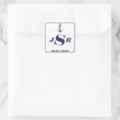 Nautisch Anker op Navy Monogram Sticker (Tas)