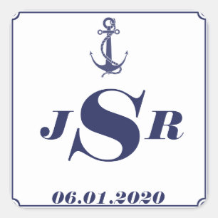 Nautisch Anker op Navy Monogram Sticker