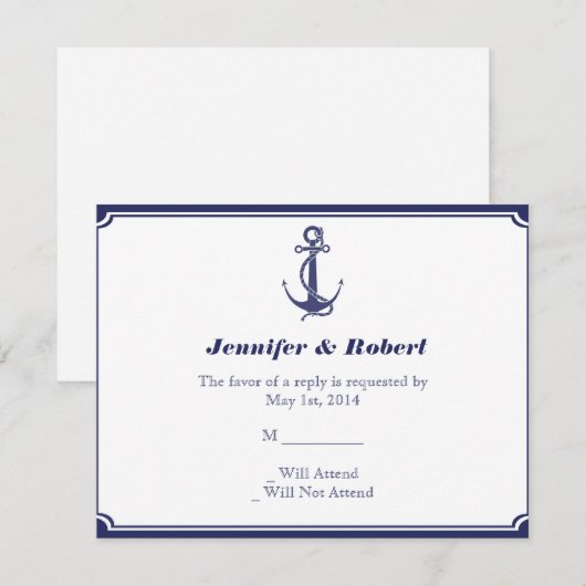 Nautisch anker op Navy Response Kaart (Voorkant / Achterkant)