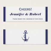 Nautisch anker op Navy Wedding Drink Tickets Mini Visitekaartjes (Voorkant /achterkant)