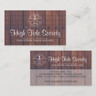 Nautisch anker op  Rustisch hout Visitekaartje