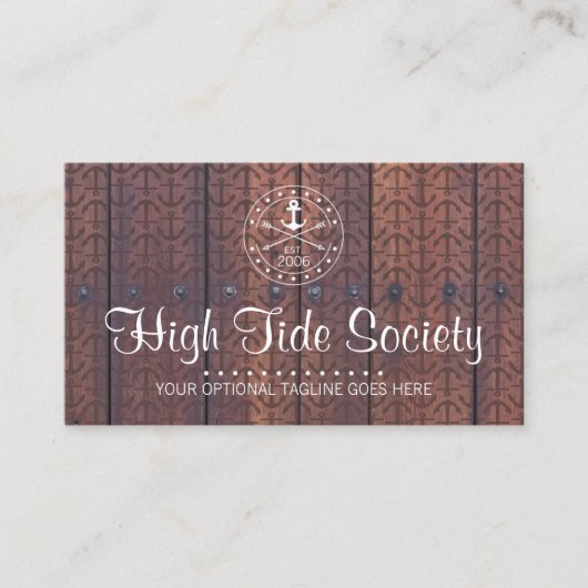 Nautisch anker op Rustisch hout Visitekaartje (Voorkant)