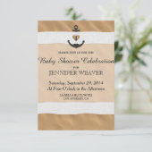 Nautisch anker op strand zand en wit lint kaart (Staand voorkant)