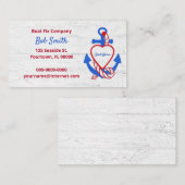 Nautisch anker op witgewassen hout visitekaartje (Voorkant / Achterkant)