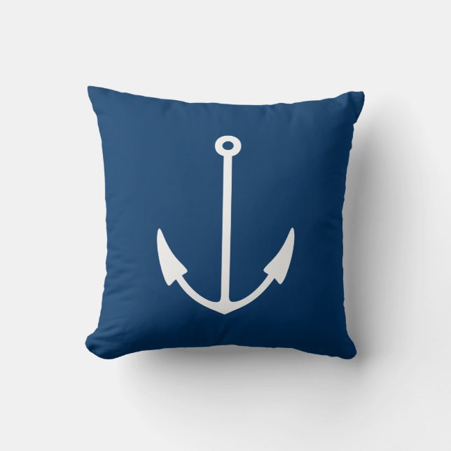 Nautisch anker opgetakeld kussen | Marineblauw (Voorkant)