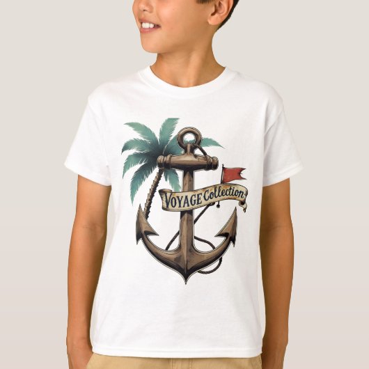 Nautisch Anker & Palmboom - Maritiem T-shirt (Voorkant)