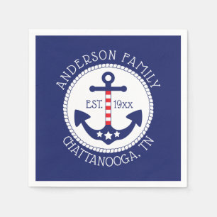 nautisch anker patriottische familienaam servet