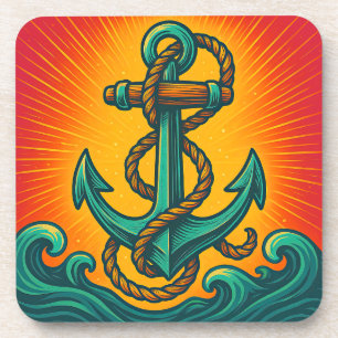 Nautisch anker Pop Art Bier Onderzetter