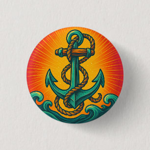 Nautisch anker Pop Art Ronde Button 3,2 Cm