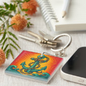 Nautisch anker Pop Art Sleutelhanger (Voorkant Rechts)