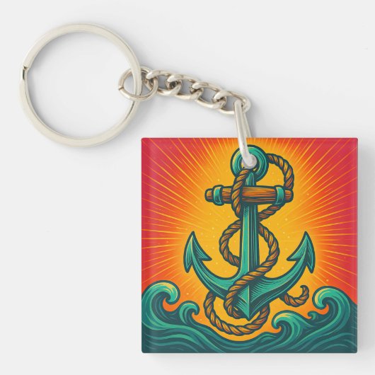 Nautisch anker Pop Art Sleutelhanger (voorkant)