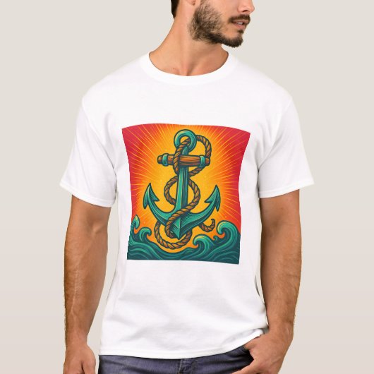 Nautisch anker Pop Art T-shirt (Voorkant)