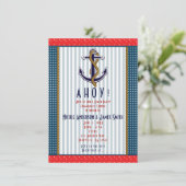 Nautisch Anker Rode Polka Dots Wit Blauw Partij Kaart (Staand voorkant)