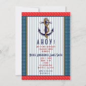 Nautisch Anker Rode Polka Dots Wit Blauw Partij Kaart (Voorkant)