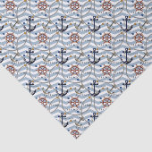 Nautisch anker roer blauwe witte streep zigzag tissuepapier (Detail)