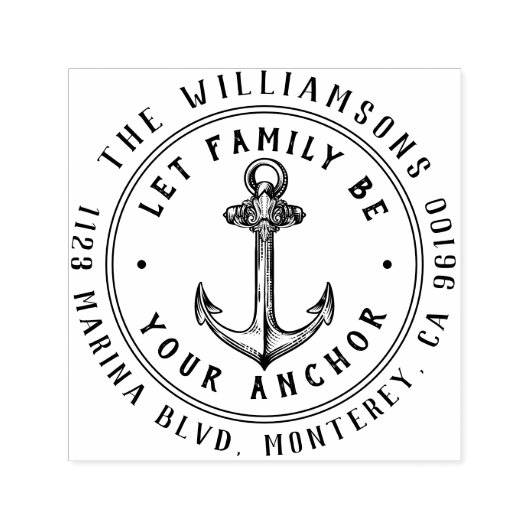  nautisch anker ronde naam retouradres  zelfinktende stempel (Design)