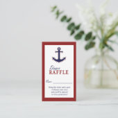 Nautisch Anker Rood en Blauw Luier Raffle Ticket Informatiekaartje (Staand voorkant)