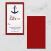 Nautisch Anker Rood en Blauw Luier Raffle Ticket Informatiekaartje (Voorkant / Achterkant)