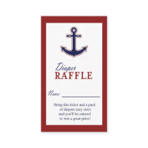 Nautisch Anker Rood en Blauw Luier Raffle Ticket