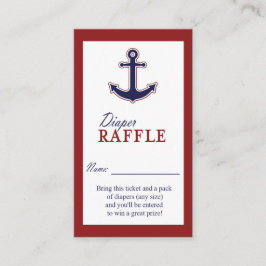 Nautisch Anker Rood en Blauw Luier Raffle Ticket Informatiekaartje