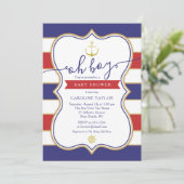 Nautisch Anker Rood Wit Blauw Jongen Baby shower Kaart (Staand voorkant)