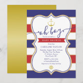 Nautisch Anker Rood Wit Blauw Jongen Baby shower Kaart (Voorkant / Achterkant)