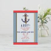 Nautisch anker Rood Wit Blauw Strepen & Stippen Kaart (Staand voorkant)
