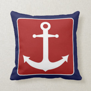 Nautisch anker - Rood wit en blauw Kussen