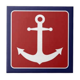 Nautisch anker - Rood wit en blauw Tegeltje