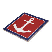 Nautisch anker - Rood wit en blauw Tegeltje (Zijkant)