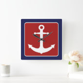 Nautisch anker - Rood wit en blauw Vierkante Klok (Huis)