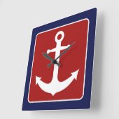 Nautisch anker - Rood wit en blauw Vierkante Klok (Hoek)