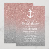 Nautisch Anker Roos Gold Glitter Vrijgezellenfeest Kaart (Voorkant / Achterkant)