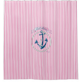 Nautisch Anker, Rope, Sailing, Stripes, Modern Douchegordijn