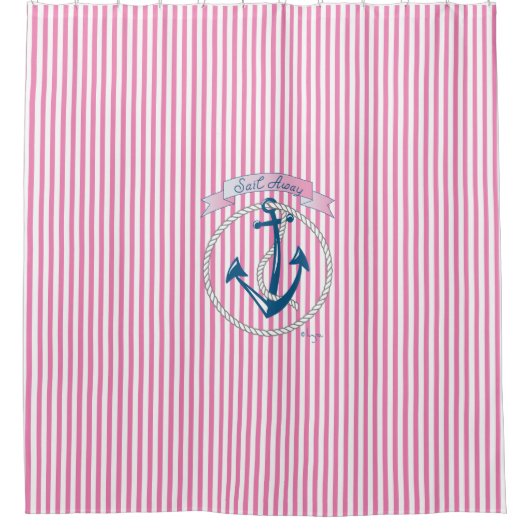 Nautisch Anker, Rope, Sailing, Stripes, Modern Douchegordijn (Voorkant)