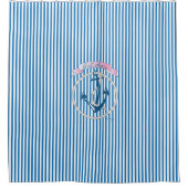 Nautisch Anker, Rope, Sailing, Stripes, Modern Douchegordijn (Voorkant)