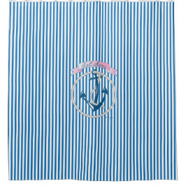 Nautisch Anker, Rope, Sailing, Stripes, Modern Douchegordijn