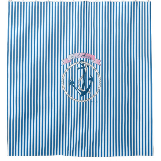 Nautisch Anker, Rope, Sailing, Stripes, Modern Douchegordijn (Voorkant)