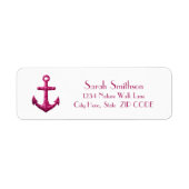 Nautisch Anker Roze  Adres Retourlabels Etiket (Voorkant)