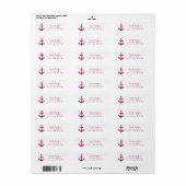 Nautisch Anker Roze  Adres Retourlabels Etiket (Full Sheet)