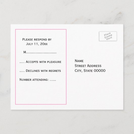 Nautisch anker roze omvormd 2 RSVP 1 Uitnodiging Briefkaart (Achterkant)