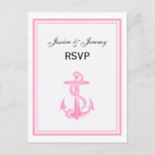 Nautisch anker roze omvormd 2 RSVP 1 Uitnodiging Briefkaart (Voorkant)