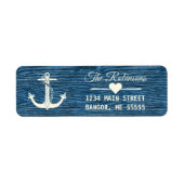 Nautisch Anker Rustiek Blauw Vakantie Retouradres Etiket (Voorkant)